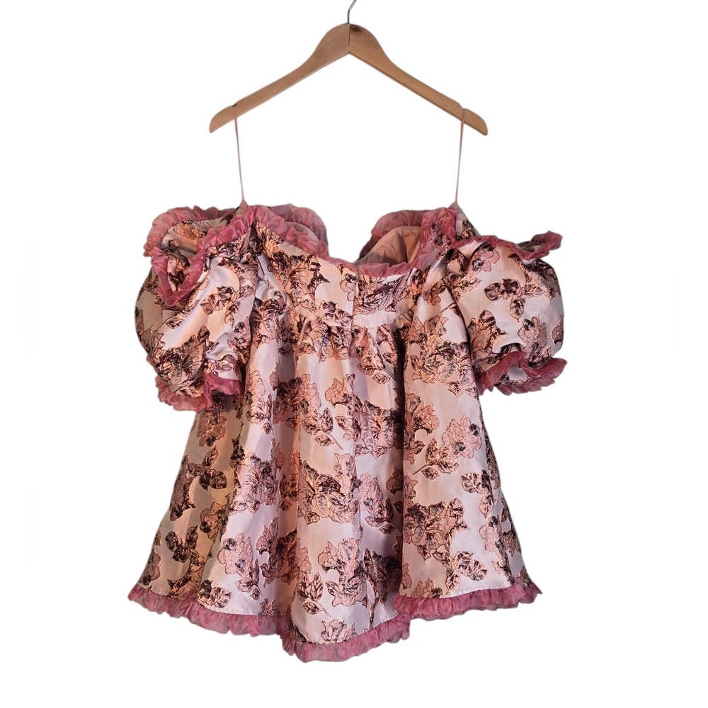 ASOS Pink Floral Off-Shoulder Mini Dress - Picture 9 of 10